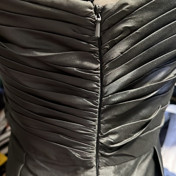 MONIQUE LHUILLIER Bridesmaids One Shoulder Pleated Slate Color A Line Dress - Picture 11 of 11